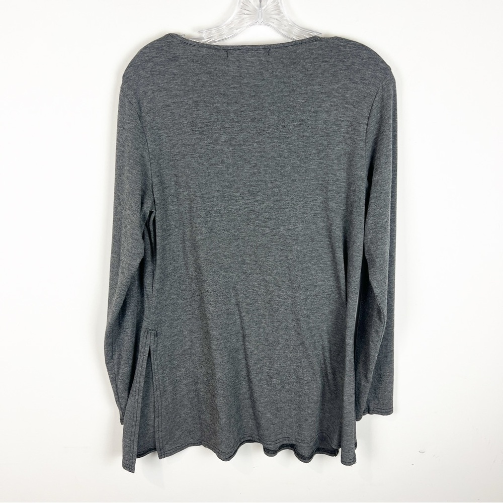 Cut Loose Long Sleeve Top with Side Slits size M Gray - Picture 4 of 7